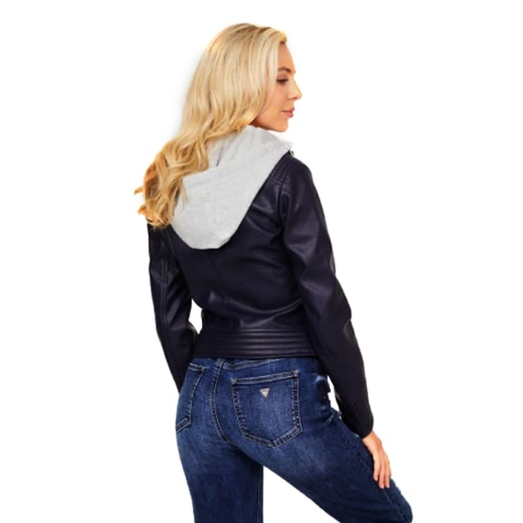 Guess Hooded Faux-Leather Jacket NWT - Picture 8 of 8